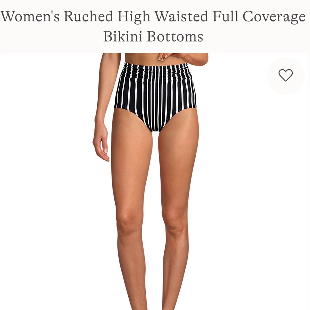 Lands' End Black and White Striped Bikini Bottoms